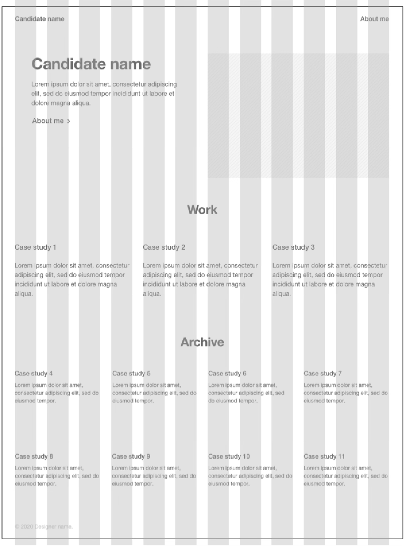 A suitable grid for a UX portfolio website