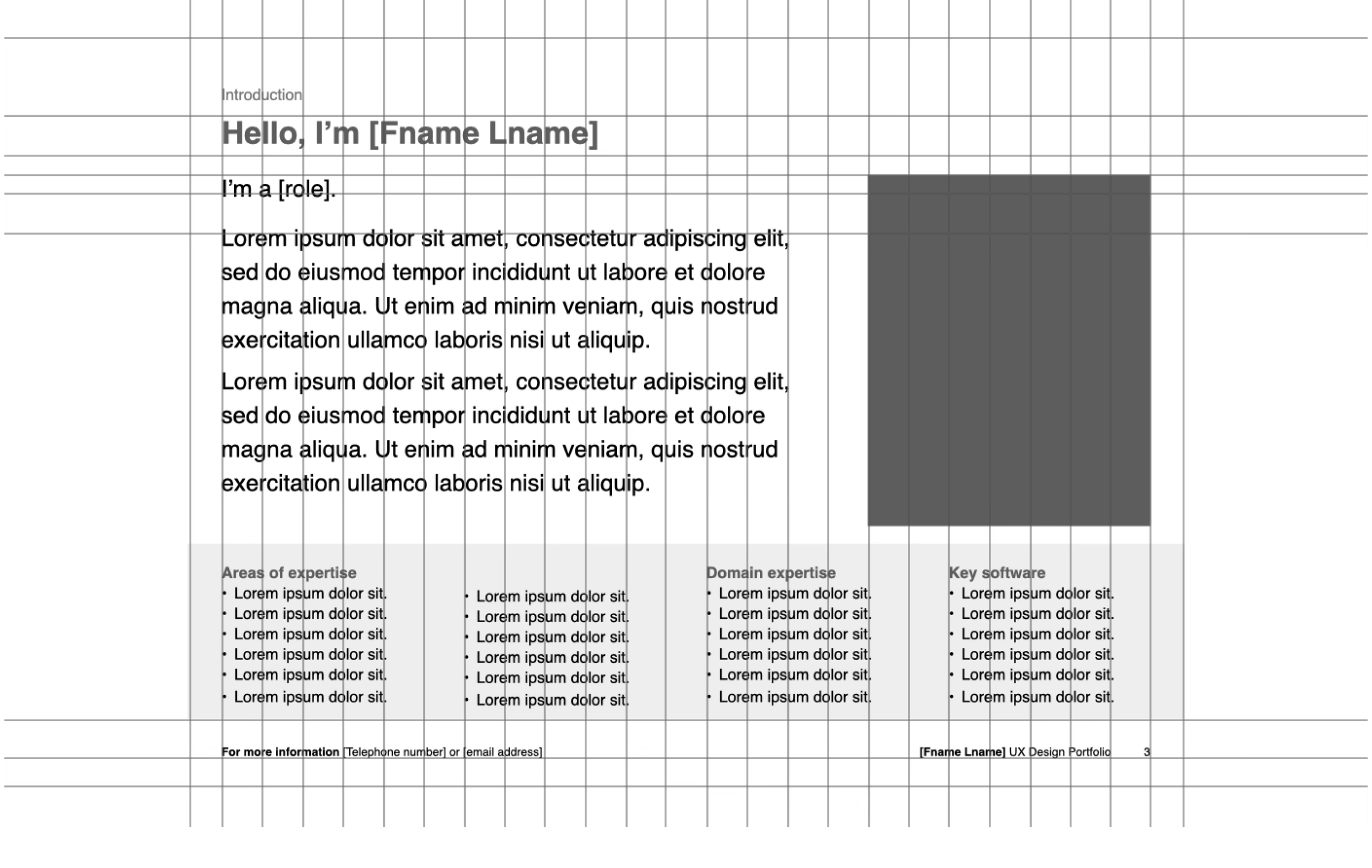 A suitable grid for a PDF UX portfolio